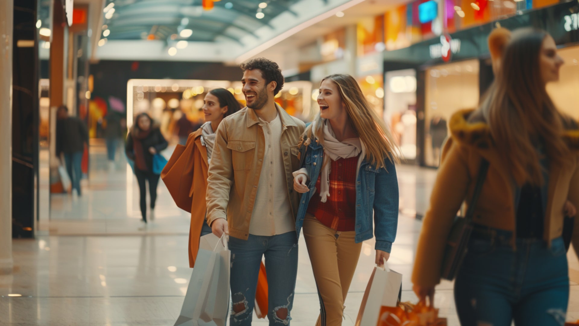 gente feliz disfrutando de una experiencia de compra